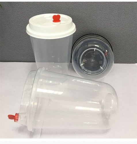 U shape Transparent Disposable 16oz 24oz 500/700ml PET PP cup with lid ...