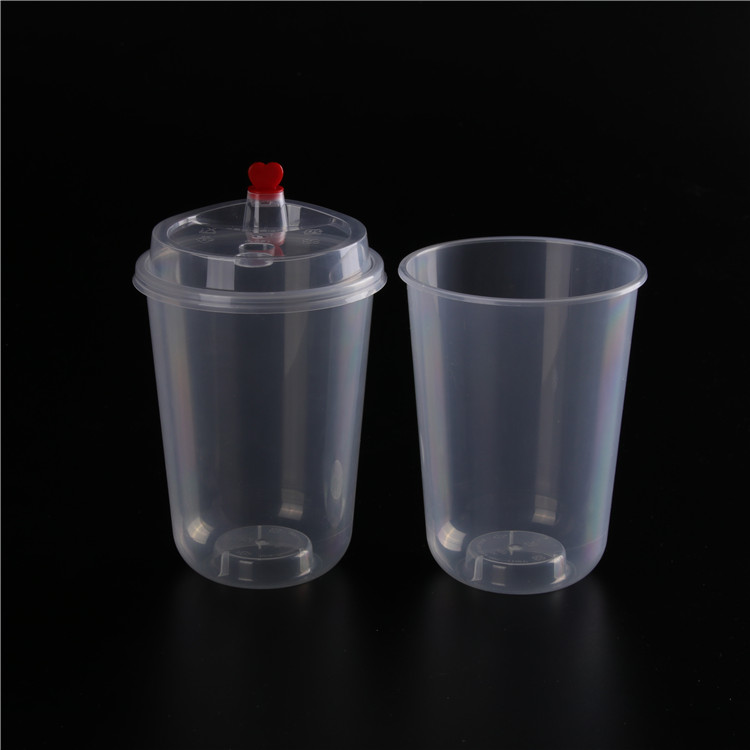 U shape Transparent Disposable PET PP cup with lid For hot coffee milk ...